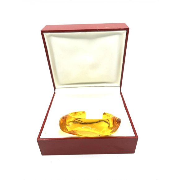 Baccarat France Crystal OCEANE PARMA GRANDE Wave Modernist Cuff Bracelet Gold - Picture 2 of 12